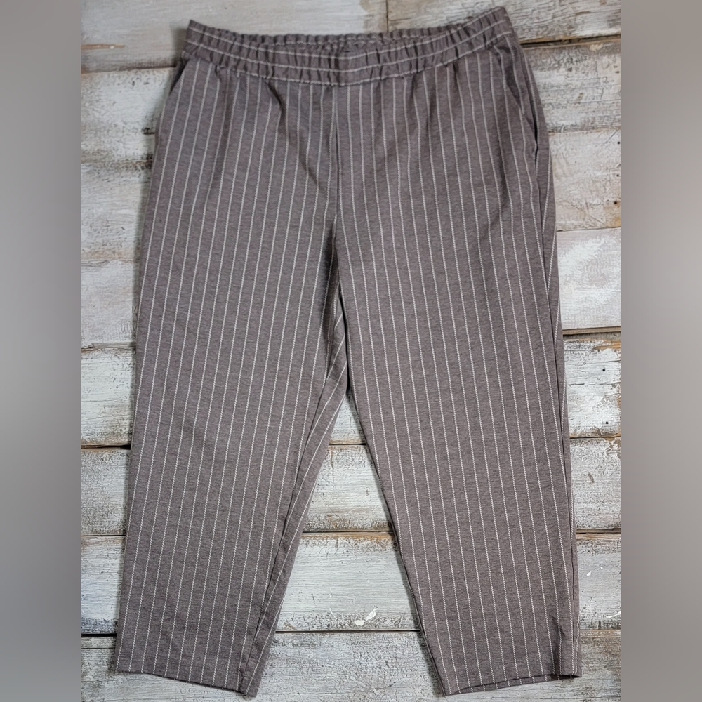 a new day Women's Taupe Pinstripe Pants